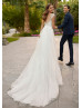 Beaded Ivory Embroidered Lace Tulle Glitter Wedding Dress